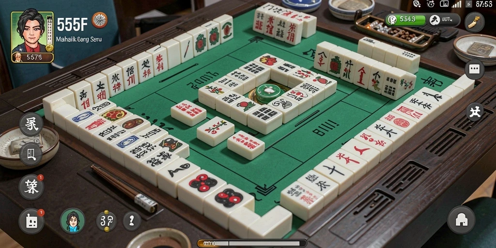 Tampilan gameplay Mahjong yang seru dan menantang di 555F.