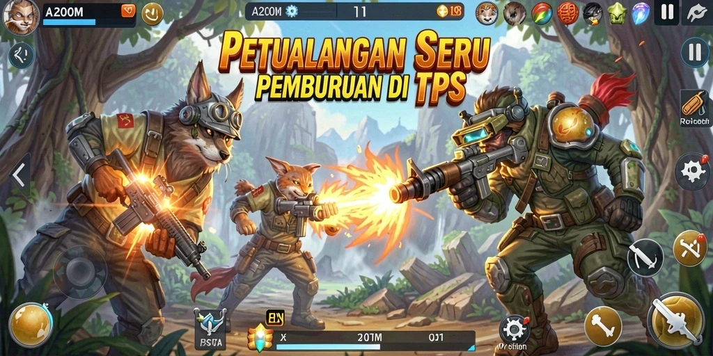 Screenshot gameplay A200M menampilkan aksi mendebarkan dalam TPS.