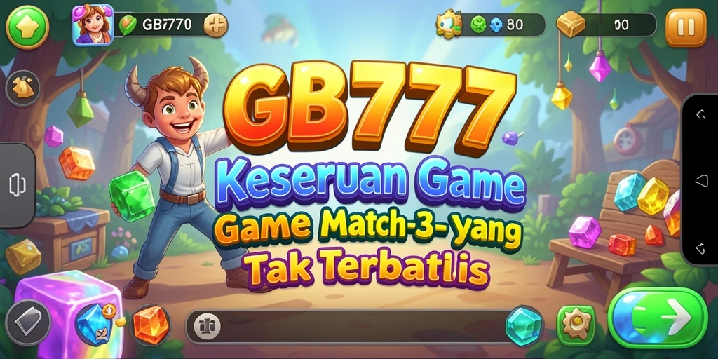 Tangkapan layar GB777 menunjukkan aksi seru dalam permainan Match-3.