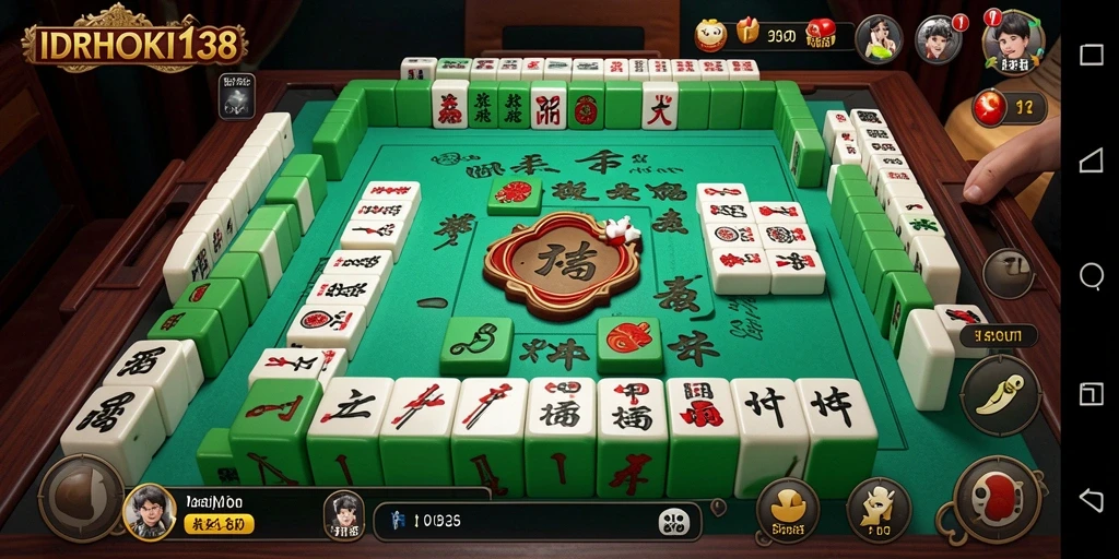 Tampilan gameplay menarik dari IDRHOKI138 dengan ubin Mahjong.