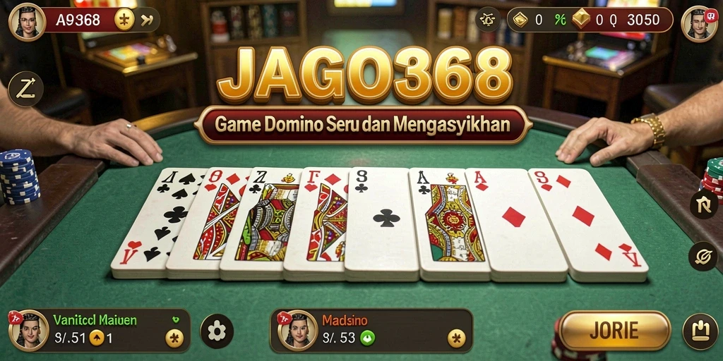 Screenshot utama JAGO368 yang menunjukkan gameplay Domino yang seru.