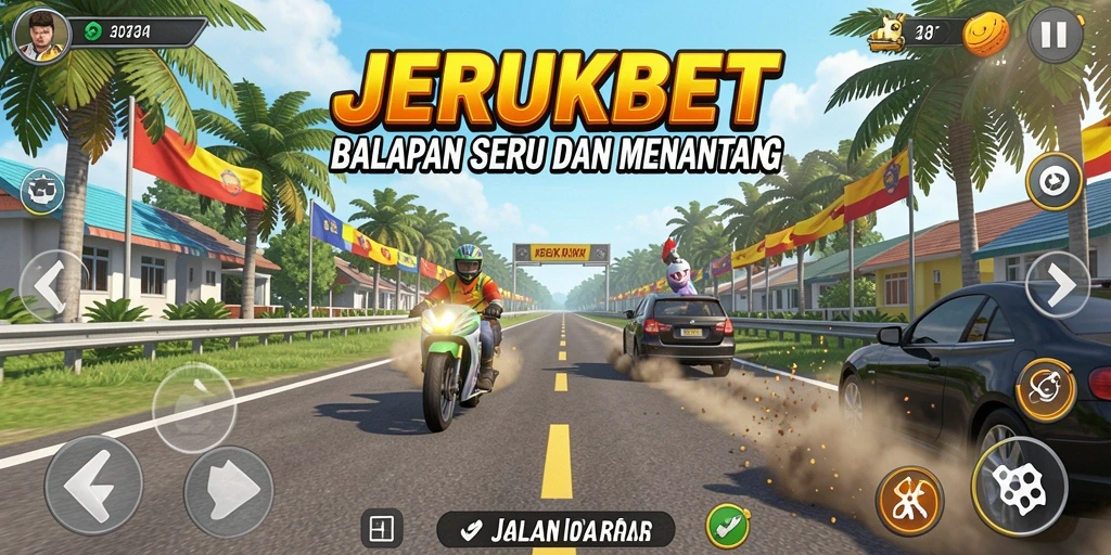 Tampilan aksi balapan mendebarkan di JERUKBET.