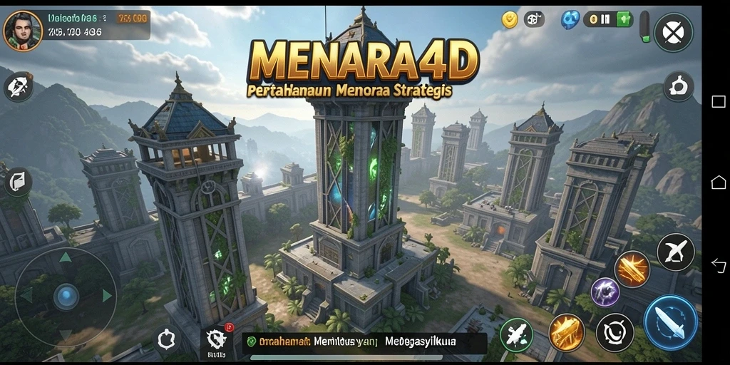 Screenshot gameplay strategi Tower Defense di MENARA4D.