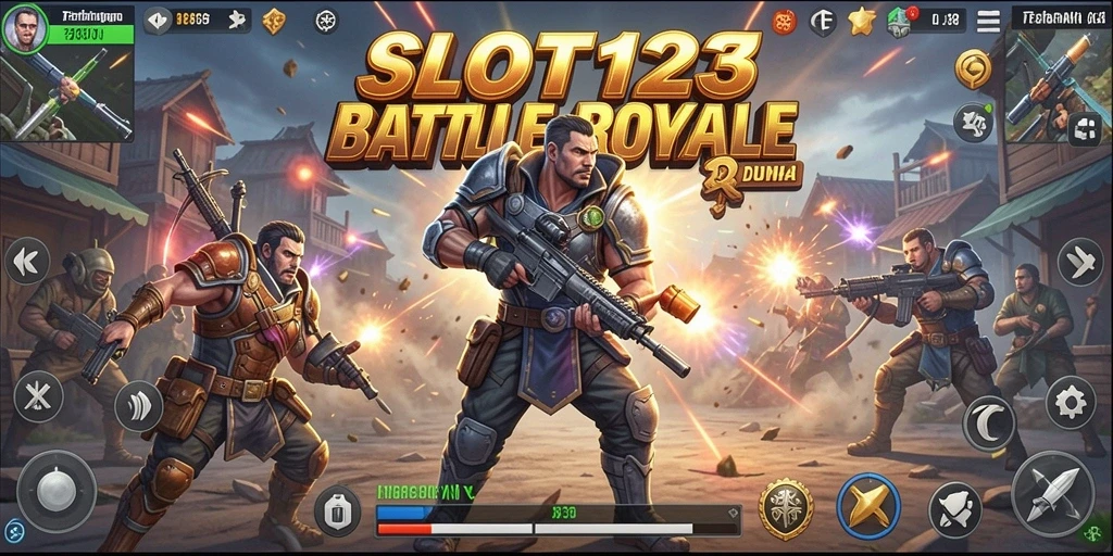 Screenshot dari gameplay SLOT123 yang menunjukkan aksi Battle Royale yang mendebarkan.